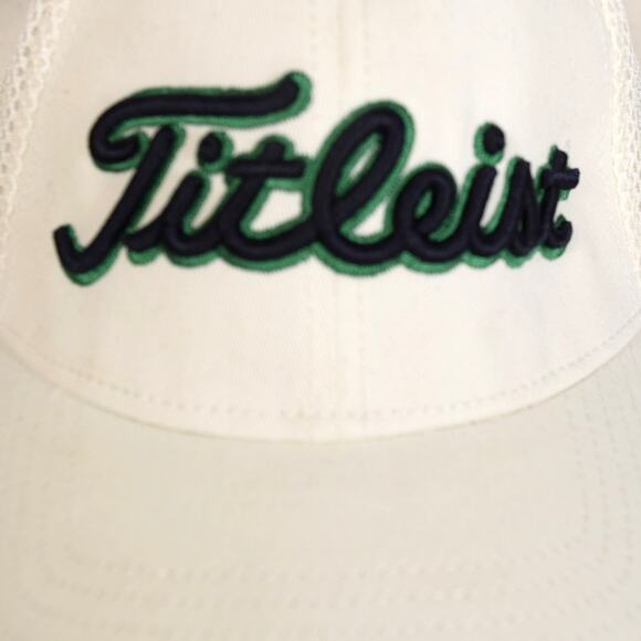 Titleist Ballcap White  Mesh Hat Navy Green Embroidery Spellout FJ Pro V1 M/L - Picture 9 of 10